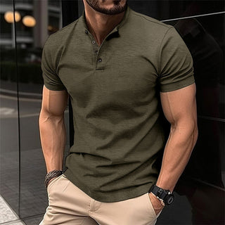 Men's Button Henley Sports Polo Shirt