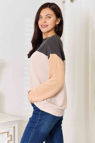 Double Take Color Block Dropped Shoulder T-Shirt for Women