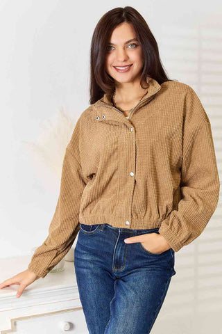 Double Take Long Sleeve Dropped Shoulder Jacket for Women