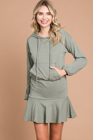 Culture Code Drawstring Dropped Shoulder Hooded Mini Dress for Women