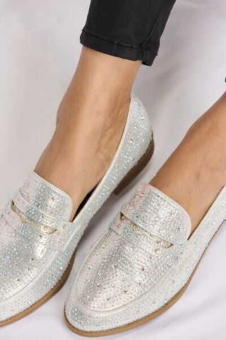 Forever Link Rhinestone Point Toe Loafers for Women