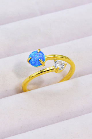 Opal and Zircon Open Ring