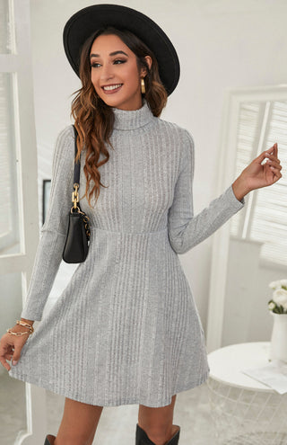 Women's Turtleneck Pleated A Line Dress