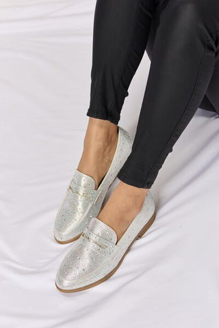 Forever Link Rhinestone Point Toe Loafers for Women