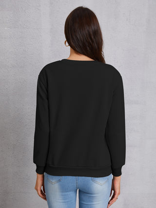 Sunflower Round Neck Dropped Shoulder Sweatshirt for Women