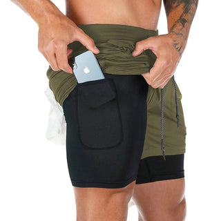 Men's athleisure fake two-piece shorts