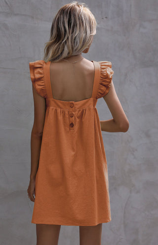 Women's Ruffled Vest Cotton Linen Dress