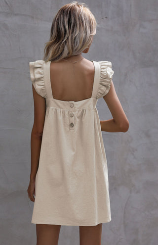 Women's Ruffled Vest Cotton Linen Dress