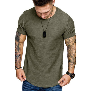 Short-sleeved T-shirt bamboo cotton solid color round neck T-shirt men's bottoming shirt