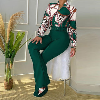 Women's Long-sleeved Top and Wide-leg Pants / Trouser Set