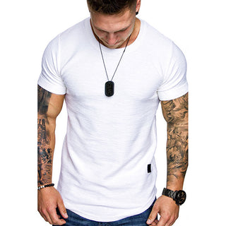 Short-sleeved T-shirt bamboo cotton solid color round neck T-shirt men's bottoming shirt