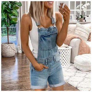 Women's Denim Overalls Sexy Fashion Washed Denim Shorts