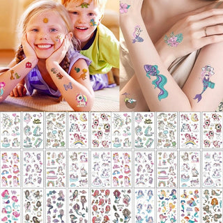 Cute Unicorn and Mermaid Tattoo Stickers for Kids