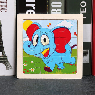 Kids Wooden Puzzle - Cartoon Animal Traffic Tangram