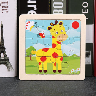 Kids Wooden Puzzle - Cartoon Animal Traffic Tangram