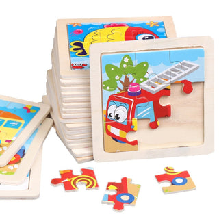 Kids Wooden Puzzle - Cartoon Animal Traffic Tangram