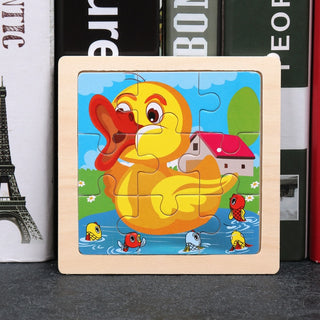 Kids Wooden Puzzle - Cartoon Animal Traffic Tangram