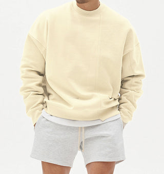 Men's Knitted Stitching Solid Color Casual Crew Neck Sweatshirt