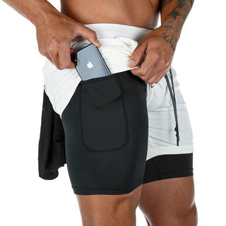 Men's athleisure fake two-piece shorts