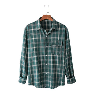 Men's Plaid Long-sleeved European and American Cardigan Jacket