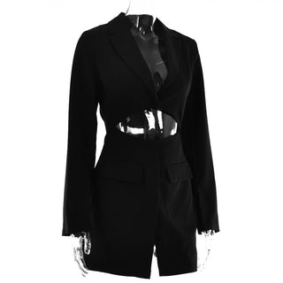 Women's Sexy Fake Two Piece Lapel Long Sleeve Blazer Dress