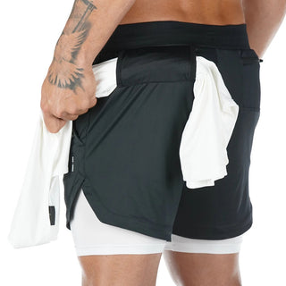 Men's athleisure fake two-piece shorts