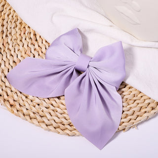 New Sweet Bow Hairpins Solid Color Bowknot Hair Clips For Girls Satin Butterfly Barrettes Duckbill Clip Kids Hair Accessories