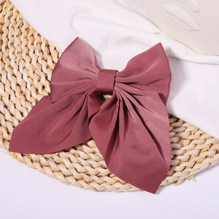 New Sweet Bow Hairpins Solid Color Bowknot Hair Clips For Girls Satin Butterfly Barrettes Duckbill Clip Kids Hair Accessories