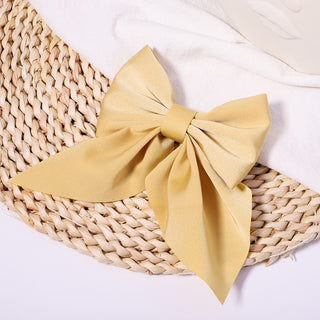 New Sweet Bow Hairpins Solid Color Bowknot Hair Clips For Girls Satin Butterfly Barrettes Duckbill Clip Kids Hair Accessories