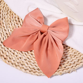 New Sweet Bow Hairpins Solid Color Bowknot Hair Clips For Girls Satin Butterfly Barrettes Duckbill Clip Kids Hair Accessories