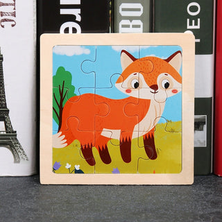 Kids Wooden Puzzle - Cartoon Animal Traffic Tangram