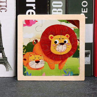 Kids Wooden Puzzle - Cartoon Animal Traffic Tangram