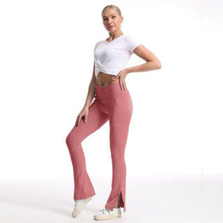 Women's Slit Micro High Waist Elastic Hip Lifting Trousers