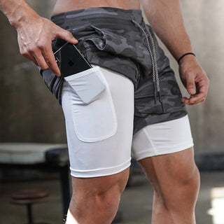 Men's athleisure fake two-piece shorts