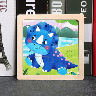 Kids Wooden Puzzle - Cartoon Animal Traffic Tangram