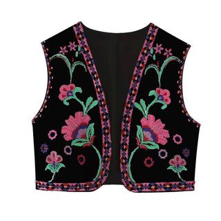 Embroidered Cardigan Vest for Women