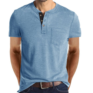 Men's solid color casual short-sleeved T-shirt