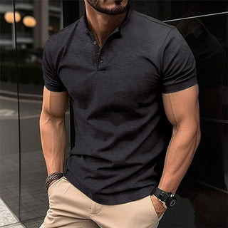 Men's Button Henley Sports Polo Shirt