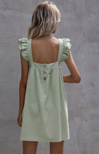 Women's Ruffled Vest Cotton Linen Dress