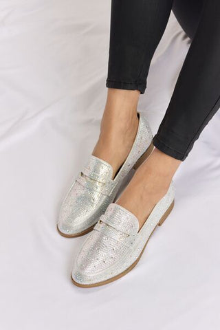 Forever Link Rhinestone Point Toe Loafers for Women