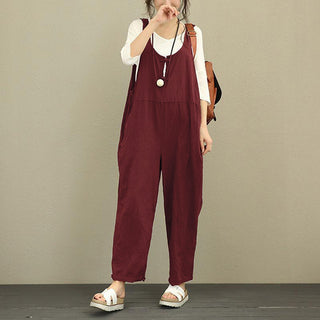 Women's solid color casual loose jumpsuit