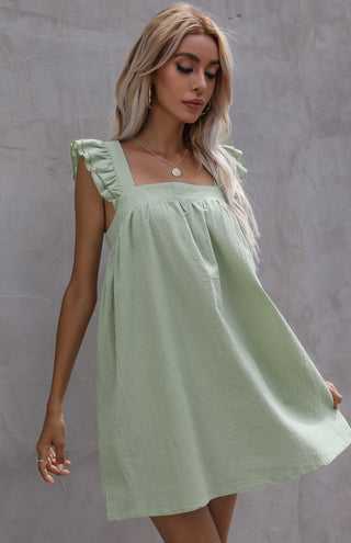 Women's Ruffled Vest Cotton Linen Dress