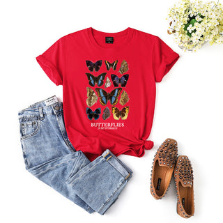 New women's butterfly T-shirt casual slim short sleeve versatile