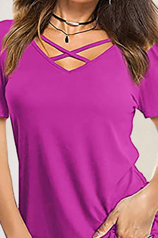 Crisscross Short Sleeve T-Shirt for Women