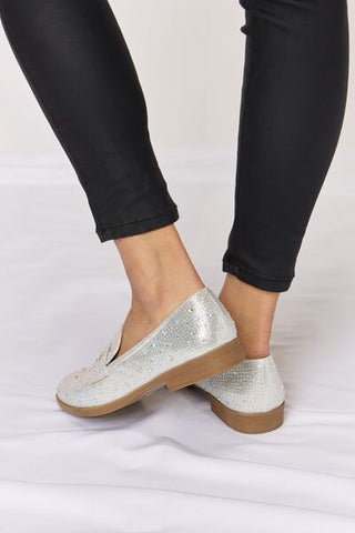 Forever Link Rhinestone Point Toe Loafers for Women