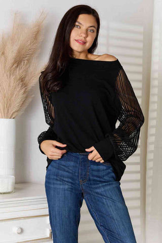 Double Take Round Neck Raglan Sleeve Blouse for Women