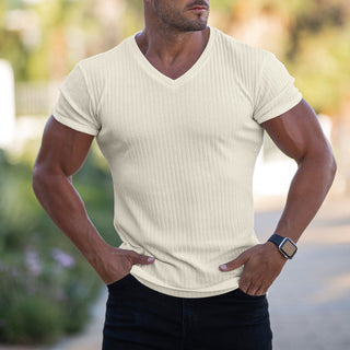 Men's Summer Slim V-neck Sports Breathable Short-sleeved T-shirt