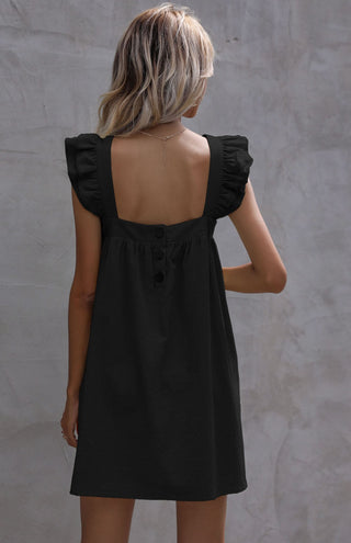 Women's Ruffled Vest Cotton Linen Dress