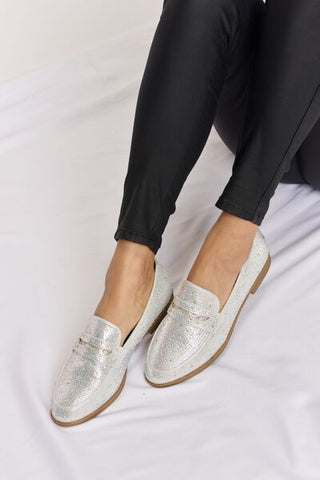 Forever Link Rhinestone Point Toe Loafers for Women