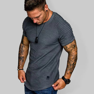 Men's Short Sleeve T-Shirt Muscle Fitted T Shirt Gym Workout Athletic Tee